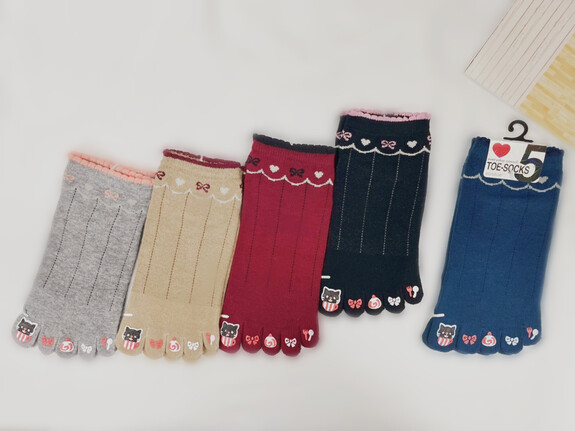 日式五趾襪-貓咪W987-6